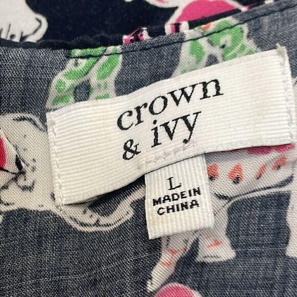 NWOT Crown & Ivy Sleeveless 2 layer elephant blouse shirt top  Size L large - Picture 8 of 9